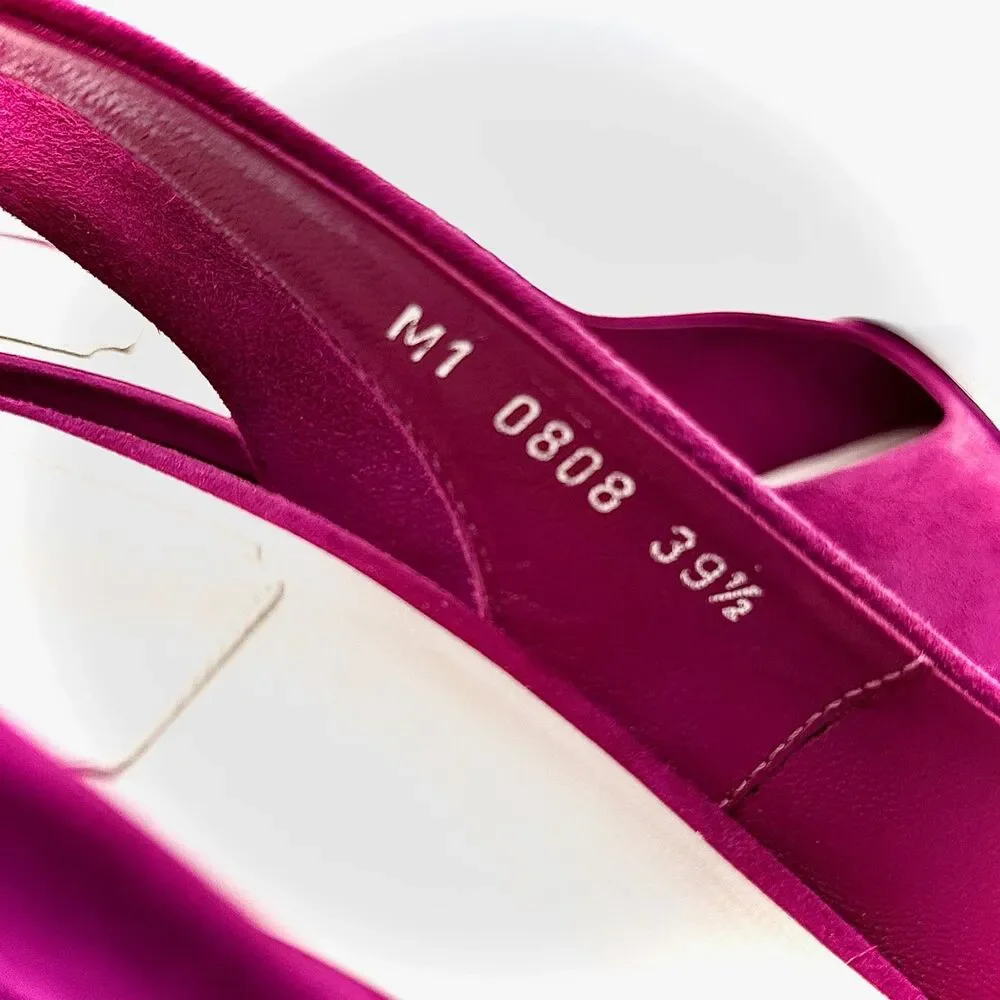 Vintage Christian Dior Suede Magenta Slingback Platform Heels Size 39.5 - Picture 7 of 8